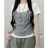アイボリー | チェックキャミトップレイヤード風 半袖Tシャツ | VIVID LADY