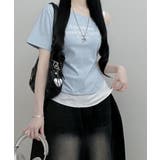 アシメレイヤードワンショルダー 半袖Tシャツ | VIVID LADY | 詳細画像8