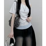 アシメレイヤードワンショルダー 半袖Tシャツ | VIVID LADY | 詳細画像11