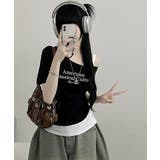アシメレイヤードワンショルダー 半袖Tシャツ | VIVID LADY | 詳細画像15