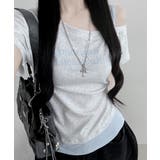 グレー | アシメレイヤードワンショルダー 半袖Tシャツ | VIVID LADY