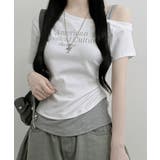 ホワイト | アシメレイヤードワンショルダー 半袖Tシャツ | VIVID LADY