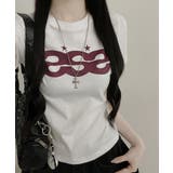 ホワイト | Y2Kロゴプリント半袖Tシャツ | VIVID LADY