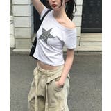 レオパードスタープリントワンショルダー半袖Tシャツ | VIVID LADY | 詳細画像5