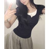 レイヤード風 ヘンリーネック 半袖Tシャツ | VIVID LADY | 詳細画像3
