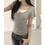 レイヤード風 ヘンリーネック 半袖Tシャツ | VIVID LADY | 詳細画像23