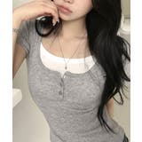 レイヤード風 ヘンリーネック 半袖Tシャツ | VIVID LADY | 詳細画像26