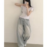 ベーシック スリムフィット Uネック 半袖Tシャツ | VIVID LADY | 詳細画像5