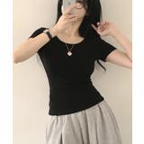 ベーシック スリムフィット Uネック 半袖Tシャツ | VIVID LADY | 詳細画像25