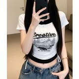 レイヤード風 ドロスト クロップド 半袖Tシャツ | VIVID LADY | 詳細画像2 