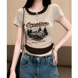 レイヤード風 ドロスト クロップド 半袖Tシャツ | VIVID LADY | 詳細画像5 