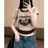 レイヤード風 ドロスト クロップド 半袖Tシャツ | VIVID LADY | 詳細画像7 