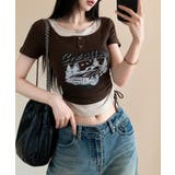 レイヤード風 ドロスト クロップド 半袖Tシャツ | VIVID LADY | 詳細画像10 