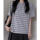 グレー | マルチボーダー オーバーサイズ半袖Tシャツ | VIVID LADY