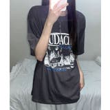 チャコールグレー | モノクロフォトプリント オーバーサイズ 半袖Tシャツ | VIVID LADY