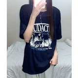 ネイビー | モノクロフォトプリント オーバーサイズ 半袖Tシャツ | VIVID LADY