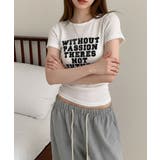 英字プリント スリムフィット 半袖Tシャツ | VIVID LADY | 詳細画像2