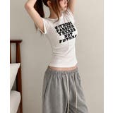 英字プリント スリムフィット 半袖Tシャツ | VIVID LADY | 詳細画像3