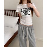 英字プリント スリムフィット 半袖Tシャツ | VIVID LADY | 詳細画像4