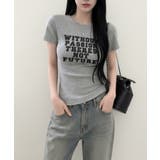 英字プリント スリムフィット 半袖Tシャツ | VIVID LADY | 詳細画像7