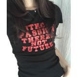 ブラック | 英字プリント スリムフィット 半袖Tシャツ | VIVID LADY