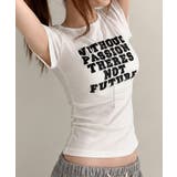 アイボリー | 英字プリント スリムフィット 半袖Tシャツ | VIVID LADY