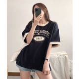 バイカラー カレッジロゴ オーバーTシャツ | VIVID LADY | 詳細画像12
