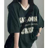 カレッジロゴ Vネック オーバーサイズ 半袖Tシャツ | VIVID LADY | 詳細画像5