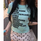 ミント | シティロゴプリント コットン半袖Tシャツ | VIVID LADY
