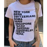 ホワイト | シティロゴプリント コットン半袖Tシャツ | VIVID LADY