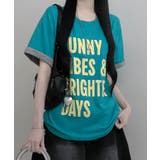 ブルー | レトロロゴ ボクシー半袖Tシャツ | VIVID LADY