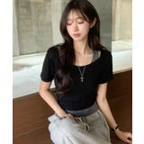 フェイクレイヤード 半袖リブショートトップス | VIVID LADY | 詳細画像6