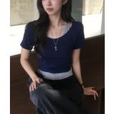 フェイクレイヤード 半袖リブショートトップス | VIVID LADY | 詳細画像18