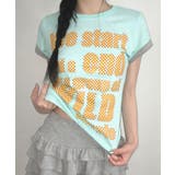 ミント | ドットロゴプリント ロールアップ半袖Tシャツ | VIVID LADY