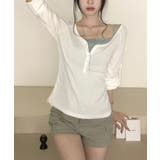 2WAYロールアップスリーブ ヘンリーネックロングTシャツ | VIVID LADY | 詳細画像2 