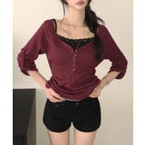 2WAYロールアップスリーブ ヘンリーネックロングTシャツ | VIVID LADY | 詳細画像21 
