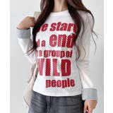 ポップレタリングプリント ロールアップ長袖Tシャツ | VIVID LADY | 詳細画像1