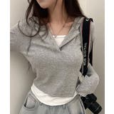 バイカラーインナードッキング フードヘンリーネックトップス | VIVID LADY | 詳細画像16