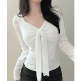 アイボリー | バストリボンデザイン 長袖トップス | VIVID LADY