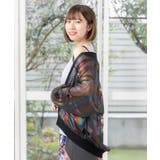 ネコ柄箔プリント オーロラシフォンブルゾン | ScoLar | 詳細画像7