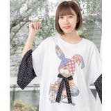 パッチワークウサギ柄 ドット切替BIG-Tシャツ | ScoLar | 詳細画像4