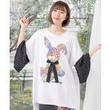 パッチワークウサギ柄 ドット切替BIG-Tシャツ | ScoLar | 詳細画像1