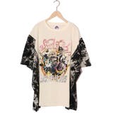 アイボリー | ロックなキャッツ柄 ムラ染め切替BIG-T | ScoLar