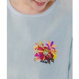 ぷりぷりキノコとネコ花刺繍 デニムTシャツ | ScoLar | 詳細画像5 