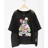 ブラック | クマシルエット花柄シアープルオーバー | ScoLar