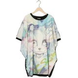 ブラック | BIGネコ柄メロウステッチチュニック | ScoLar