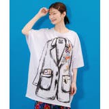 オフホワイト | ジャケットトリックアート柄 バッヂ付きチュニック | ScoLar