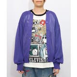 パープル | スカラー箔プリント 接触冷感ニットカーディガン | ScoLar