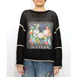 ブラック | 花アップリケ2WAYメッシュプルオーバー | ScoLar
