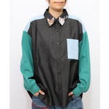 ブラック | ネコ刺繍襟シャンブレーシャツ | ScoLar